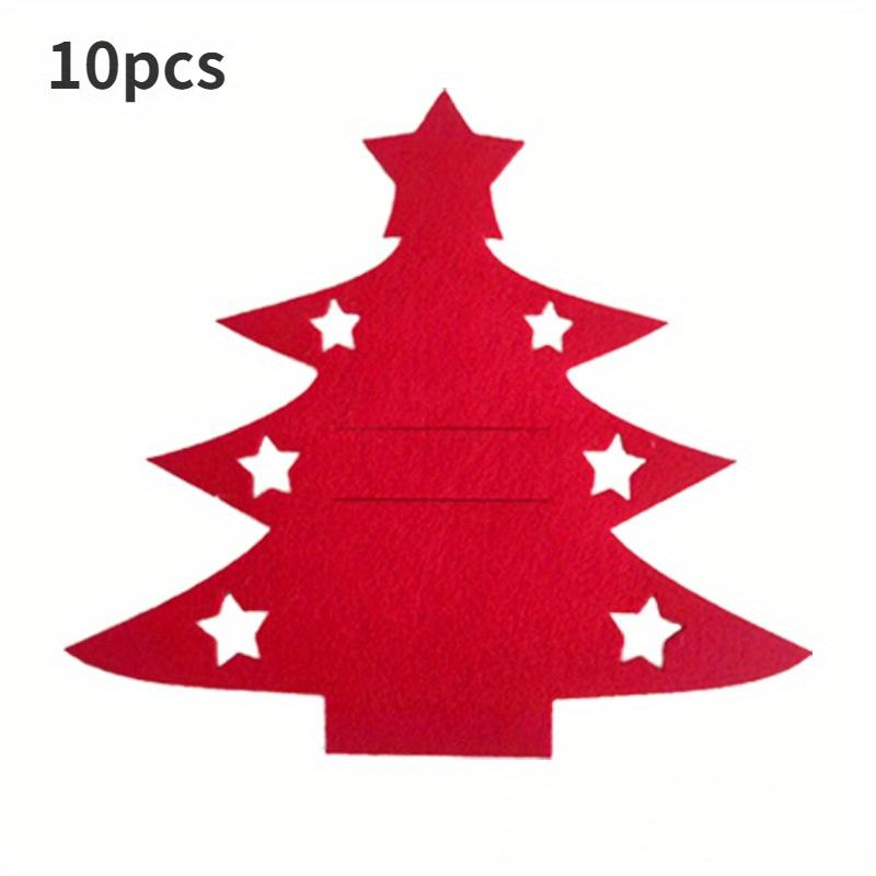 

10pcs Christmas Decorations Felt Cloth Cutlery Set Party Mini Christmas Tree Spork and Spoon Bag Spork and Spoon Bag Decoration