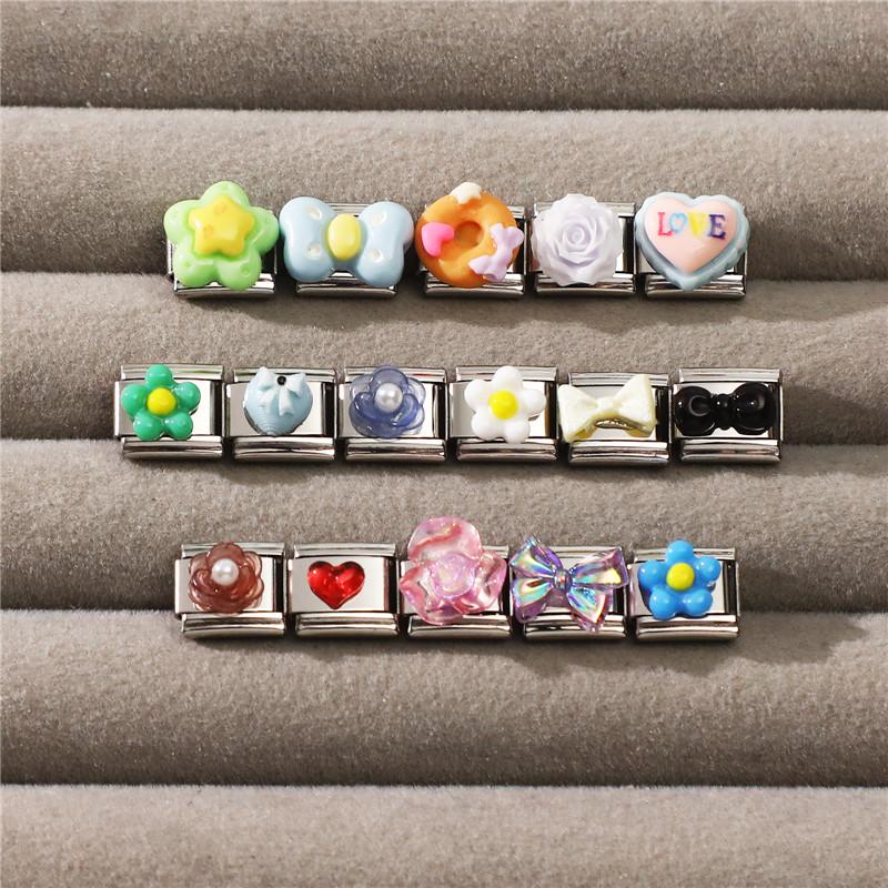 Fashion Eyes Bow Cherry Flowers Love Heart Cake Italian Charm Links Fit 9MM Stainless Steel Bracelet Women DIY Making Jewelry