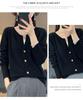 Women's 100% Wool Round Neck Cardigan - Slimming Knit Jacket, Spring Cashmere Sweater, Versatile Outerwear