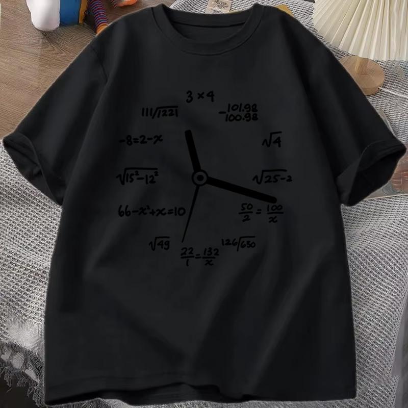 Funny Math Clock Print T Shirts Top Birthday Gifts Oneck T Shirt for Unisex Short Sleeve Tshirt Male Tops Humorous Math TShirts