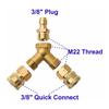 3/8 Fitting Pressure Washer Tee, Splitter Coupler, Quick Connect Two to