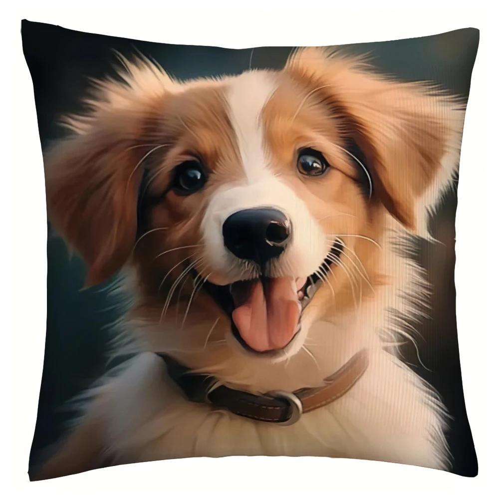 Fundas de Almohada Decorativas para Perro Lindo Funda de Almohada para Sala de Estar Dormitorio Sofá Coche Funda de Cojín Funda de Almohada