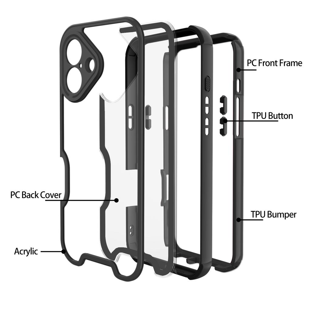 For iPhone 16 Plus Case Detachable 4 In 1 TPU+Acrylic+PC Shockproof Phone Cover