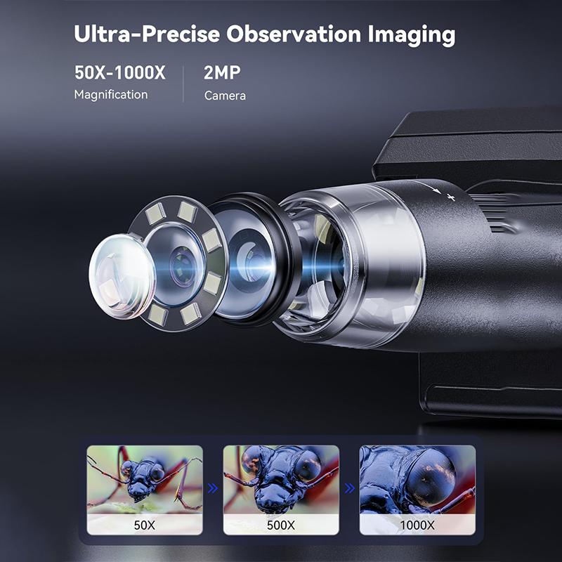 Ψηφιακό Μικροσκόπιο, Μικροσκόπιο Κερμάτων με Φως Ρυθμιζόμενης Φωτεινότητας 4.3" Οθόνη LCD HD, Μεγέθυνση 1000X Προβολή σε PC, Συμβατό με MacOS & Windows