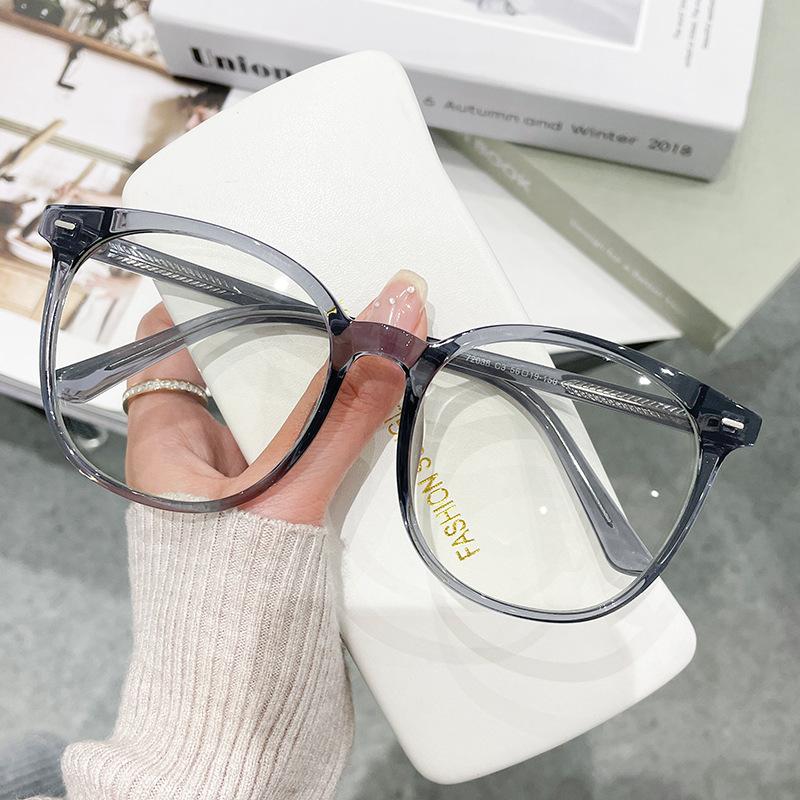 Large Round Frame Anti-Blue Glasses Students Can Be Equipped With Myopia Glasses Unisex Flat Glasses 72038