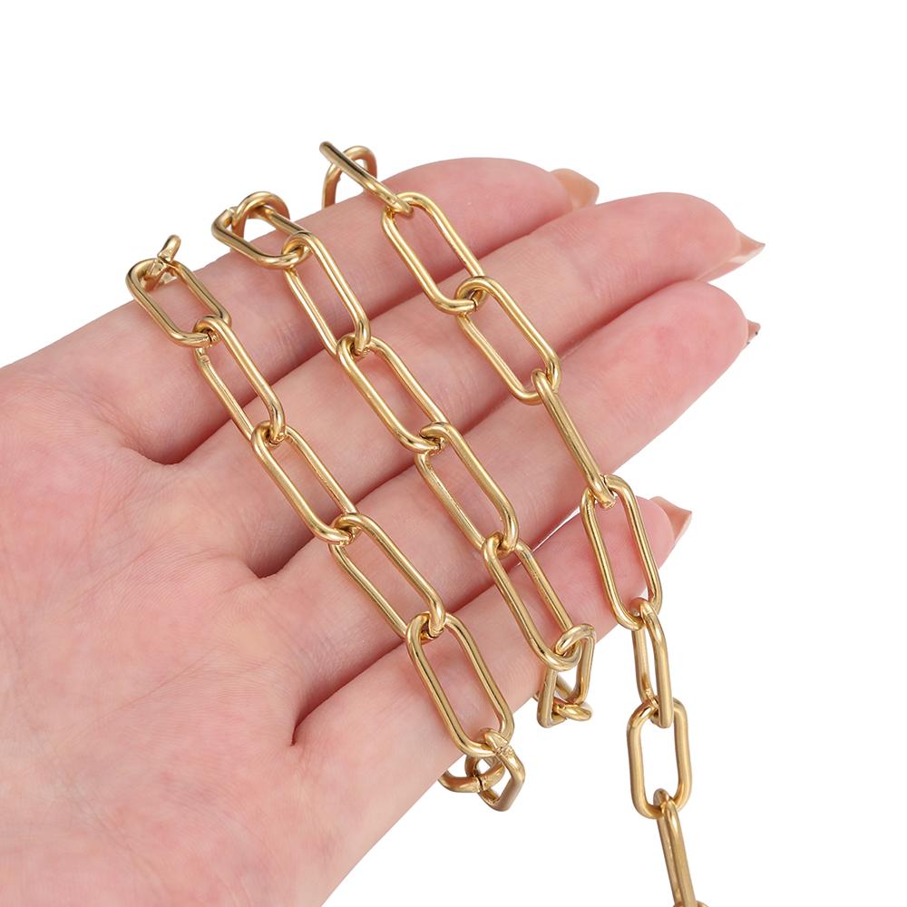 1m Stainless Steel Flat O Shape Chains Handmade Chain for DIY Necklaces Bracelets Bangles Jewelry Gifts Earrings Accessories