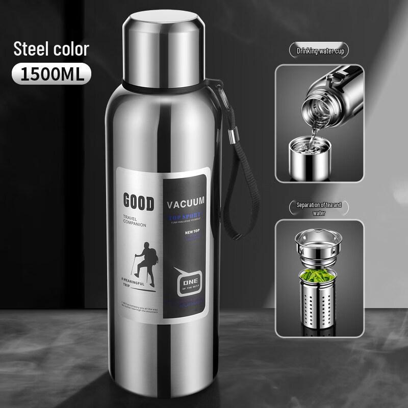 Xihe Portable Silver Insulated Water Bottle