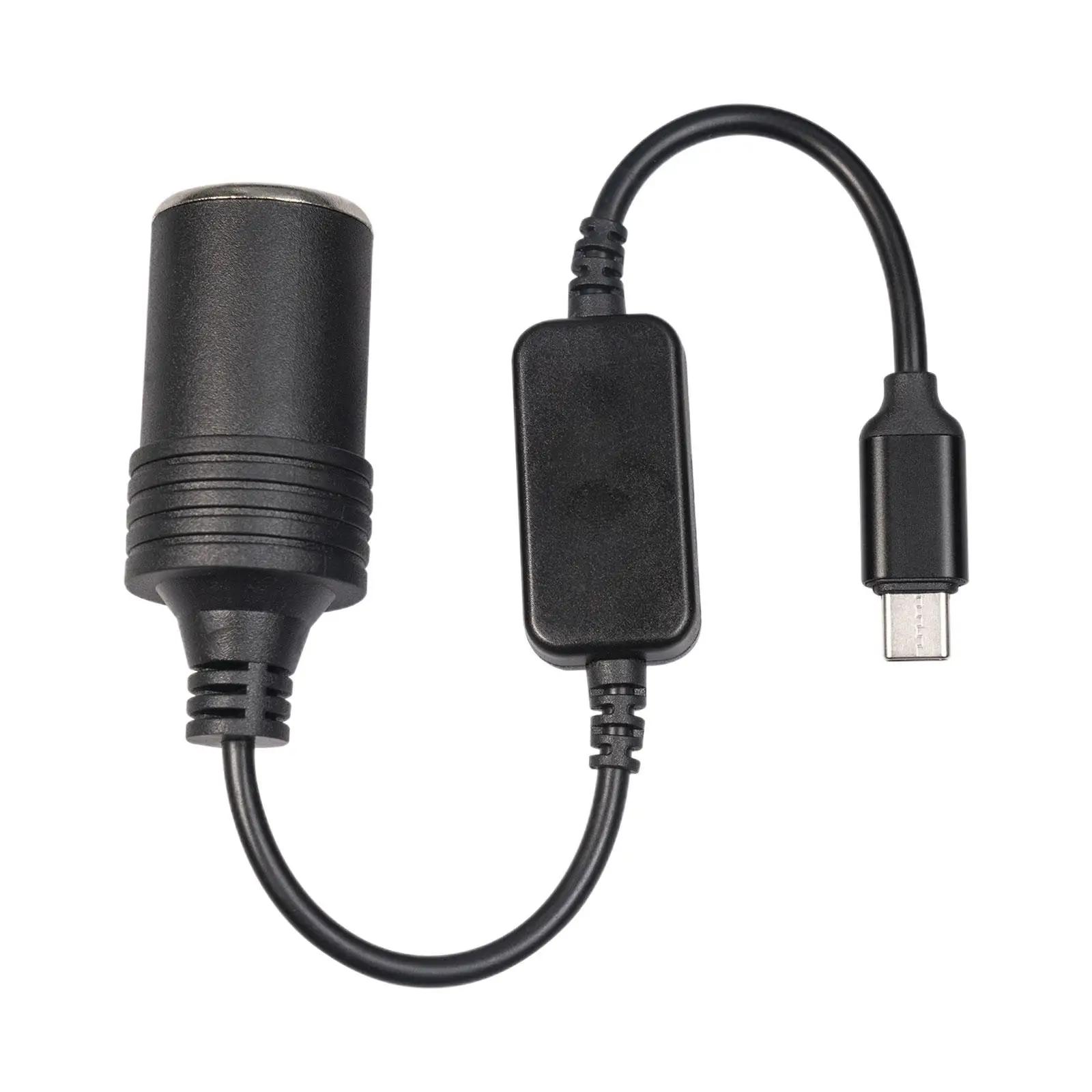 

1pc Type C Male To 12v Car Cigarette Lighter Socket Converter Cable12v Port Usb-c Female Power Converter I6b7
