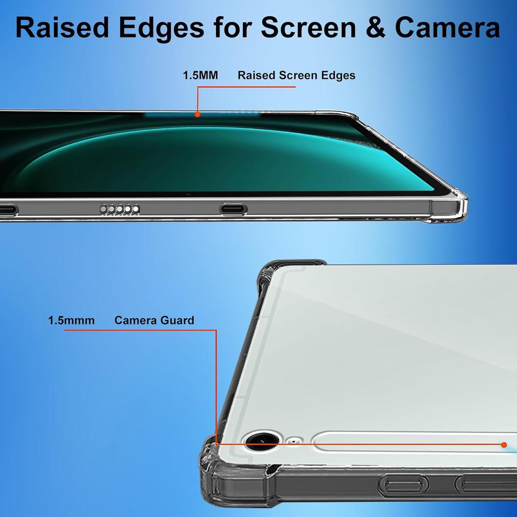 For Samsung Galaxy Tab S10 FE/Tab S10 FE/S9 FE Case Clear TPU Tablet Cover+2Pcs Tempered Glass Screen Protector