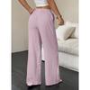 New Women's Casual Solid Color Textured Fabric Knotted Waist Slanted Pocket Wide Leg Pants