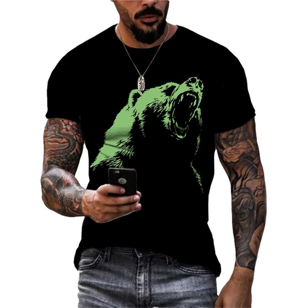 Summer New Animal Bear Men's T-Shirts Fashion Casual Personality Hip Hop Harajuku Streetwear 3D Printed Short Sleeve Tees Tops