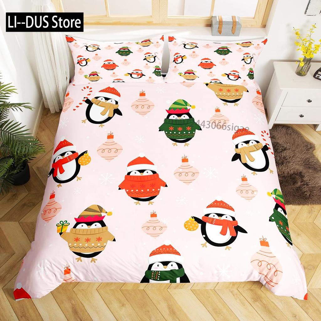 Duvet Cover Set Cute Penguin Panda Bedding Set for Boys Girls Children Kawaii Bear Animal Bedding Set Twin Full Queen King Size