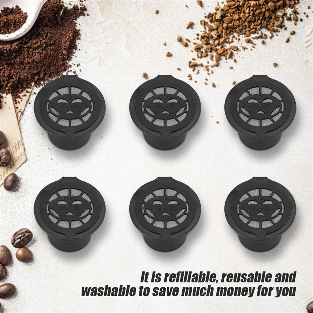 6 Pieces Refillable Coffee Capsule Reusable Plastic and Stainless Steel Filter Baskets Replacement for   Gusto
