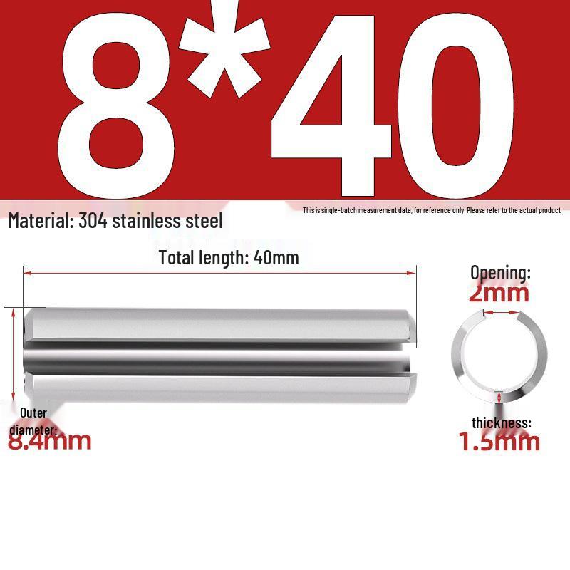 304 Stainless Steel Slotted Spring Pin, Cylindrical Shaft Pin, Locating and Hollow Pin (M5-M12)