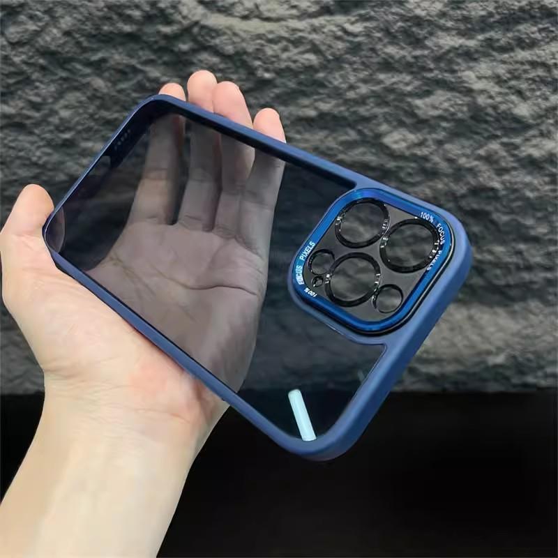 

Metal Lens Suitable for Apple 16proMax Mobile Phone Case IPhone 15 Transparent Non Yellow 14 Anti Fall Protection Case iPhone12proMax