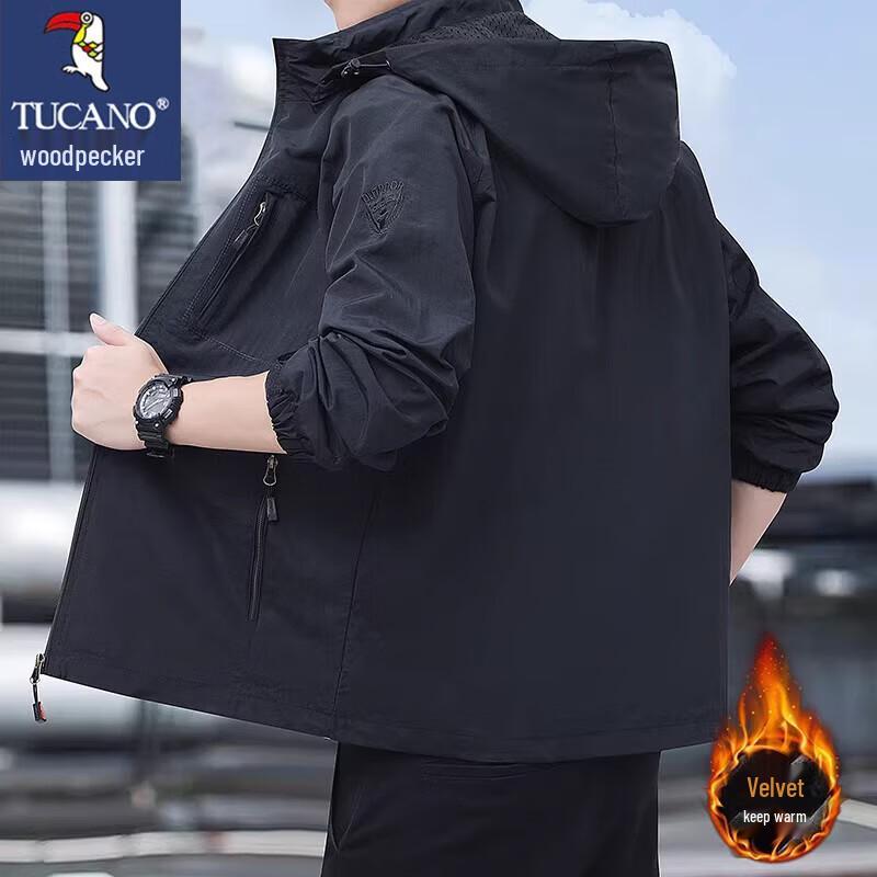 TUCANO Men's Hooded Fleece-Lined Casual Jacket