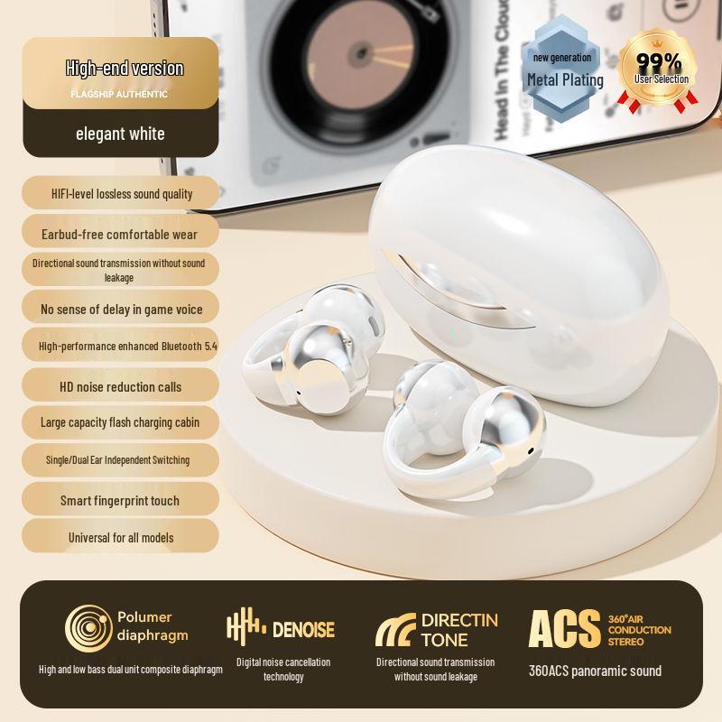 J07 Wireless Conductive Ear Clip Sports Earphones with Noise Cancelling