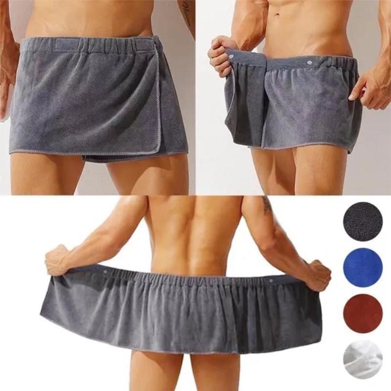 Kurzer Bademantel für Herren mit Knopf, Strandtuch, Wickeltuch, absorbieren, verschleißfest, Korallensamt, sexy Bade- und Schwimmtuch, Decke