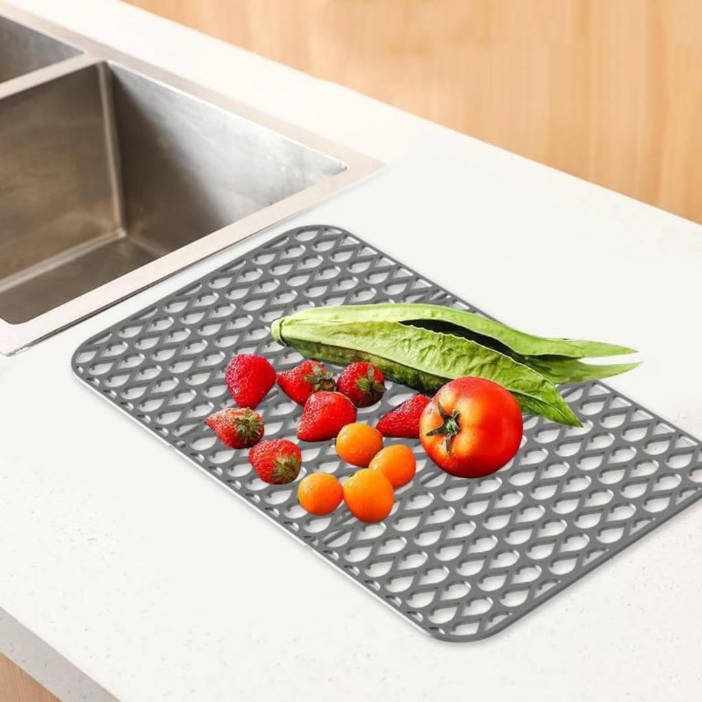 Siawadeky Silicone Sink Cuttable Draining Drying Plate Protects Kitchen and Dining Tables Mat, Mat, Non-Slip Mat, Holder, Scratch-Resistant,