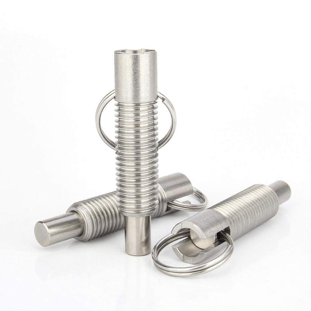 1 stk Rustfritt/Karbonstål Plasseringspinner M6~M16 Indekseringsbolt Håndinntrekkbare Fjærpinner Indekseringsplunger Med Ring