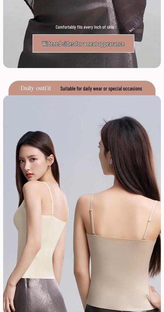 French Lace Camisole Tank Top with Chest Pads, No Bra Needed, Slimming Base Layer.