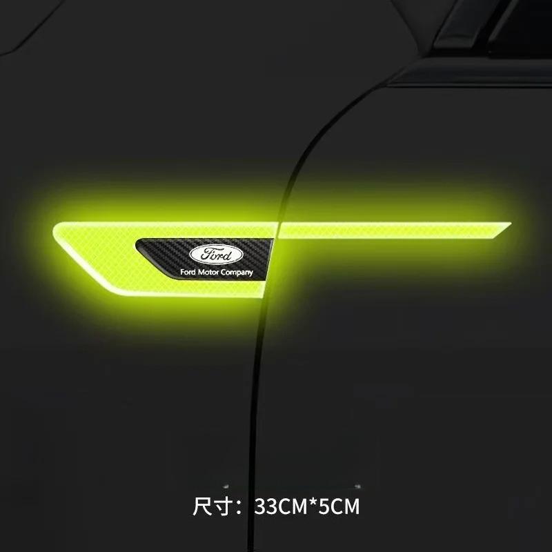 LRJF5 Car Door Reflective Sticker Safety Warning Reflector Tape For Ford ST Fusion Transit Ecosport Exterior Decal Accessories Guard