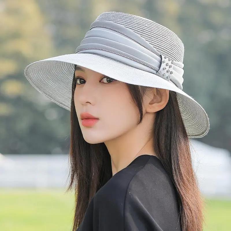 WTEMPO Chapeaux d'été légers et décontractés pour femmes, chapeaux de mode protégeant du soleil, chapeaux de plage d'extérieur anti-UV pour dames, chapeaux cool, chapeaux de soleil polyvalents avec nœud