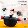 Induction Non-Stick Titanium Casserole 16cm, PFOA-Free Aluminum Cast Iron Lid Briebe Black Titanium Black