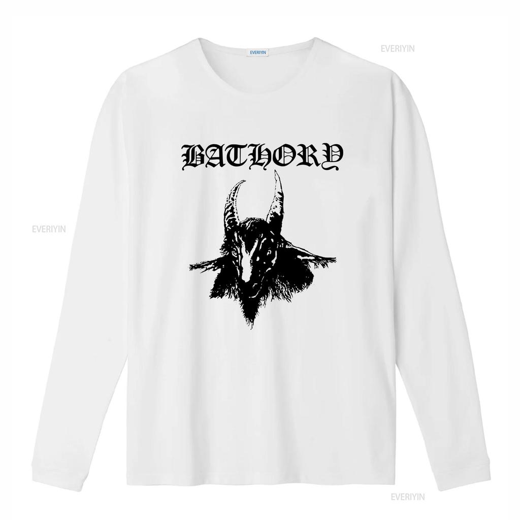 BATHORY Tričko s potiskem kozí hlavy Velikosti S M L XL XXL Barvy Bílá Šedá vintage Vyprané Lehce prodyšné Unisex designové oblečení