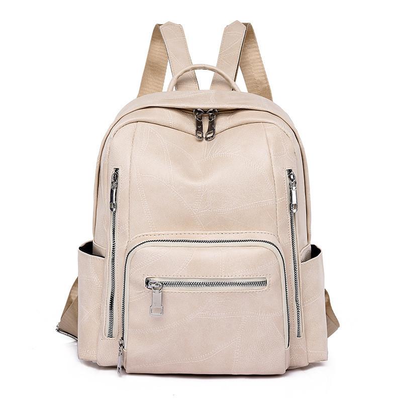 

Chic Retro Pu Leather Backpack Soft Durable For Women Ideal For Casual Travel білий