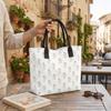 Christmas Snowman Print Canvas Tote Bag Casual Large Capacity Shoulder Handbag for Daily Use