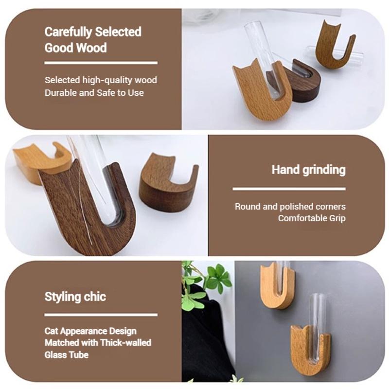 Cat Whisker Jar Mini Wooden Test Tube Vase for Whiskers Cat Whisker Collection Refrigerator Magnet Pet Hair Keepsake Bottles