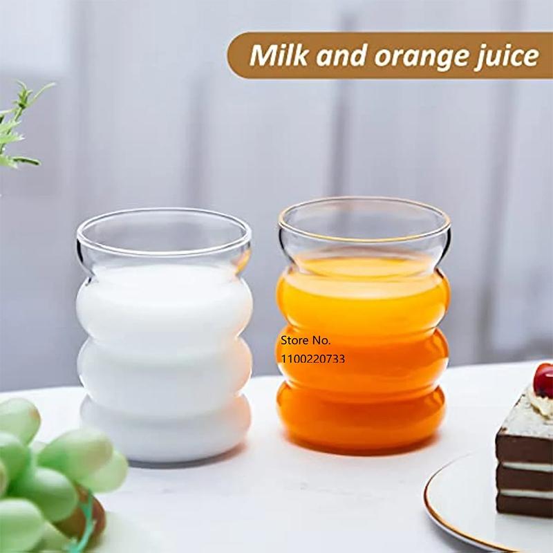 Kreativní vlnitý skleněný šálek Láhev na vodu Tepelně odolná pivní sada nápojů Šálek kávy Šťáva Mléko Čaj Domácí kavárna Nádobí
