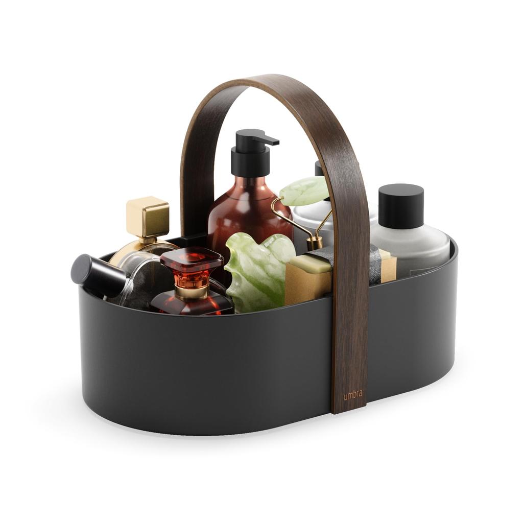 Official Umbra Bellwood Kitchen Storage Caddy, Black/Walnut