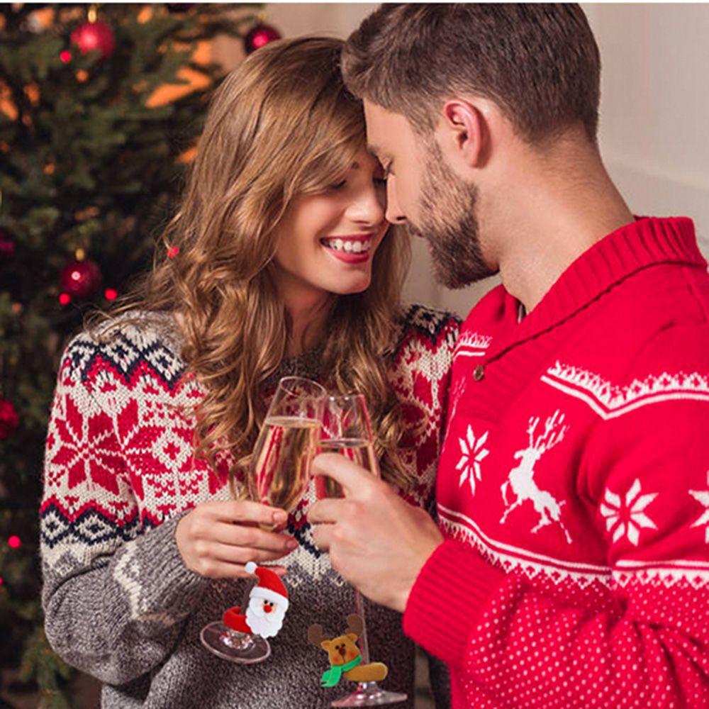 Santa Claus Christmas Cup Decoration Rings Table Decor Wine Glass Pendants Christmas Cup Ring