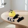 Black Cosplay Gloves 3Pcs Halloween Costume Accessories Yellow Knitted Hat Steampunk Goggles Immersive Effects Adults Party Set for Men Women