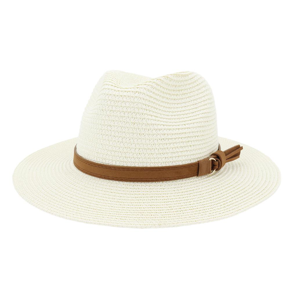 Nuovo Taglia Grande 59-60CM Cappello Panama Cappelli Estivi da Sole per Donna Uomo Esterno Spiaggia Paglia Cappellino Protezione UV Chapeau Cappello Jazz Trilby