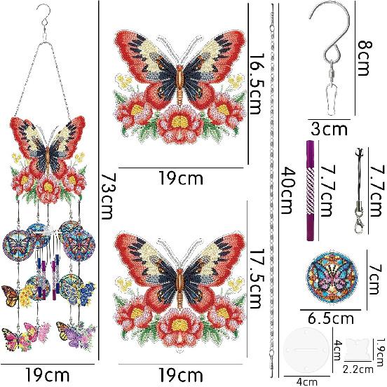 Generic DIY Dotted Diamond Art Painting Wind Chime Kit, Three-Dimensional Sun Catchers Diamonds Dot Paintings Hanging Ornaments, for Spring Garden