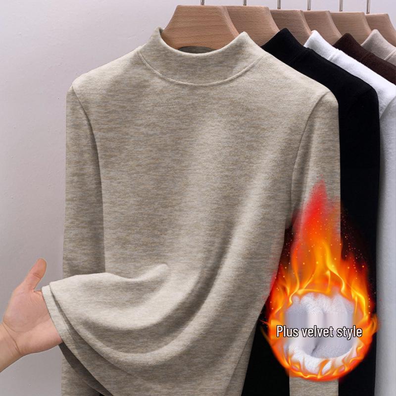 2025 Women's Plush High Neck Thick Winter Slim Fit Long Sleeve Base Layer Top