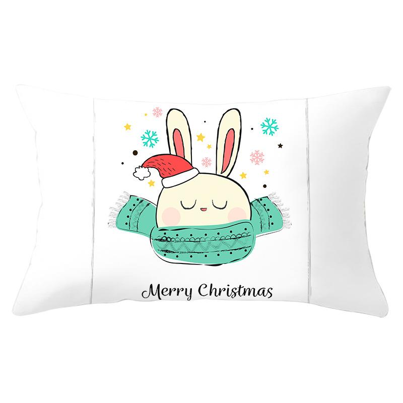 New Christmas Peach Skin Lumbar Pillowcase Cartoon Print Series Sofa Cushion Cover Throw Pillow Cover