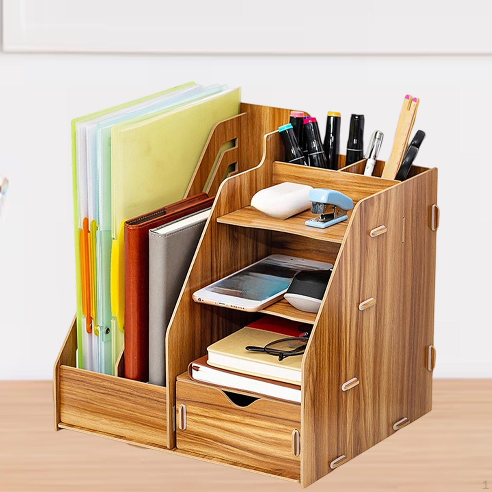 

Настольный органайзер для файлов, подставка для документов, офисные принадлежности, деревянное хранилище для спальни коричневый