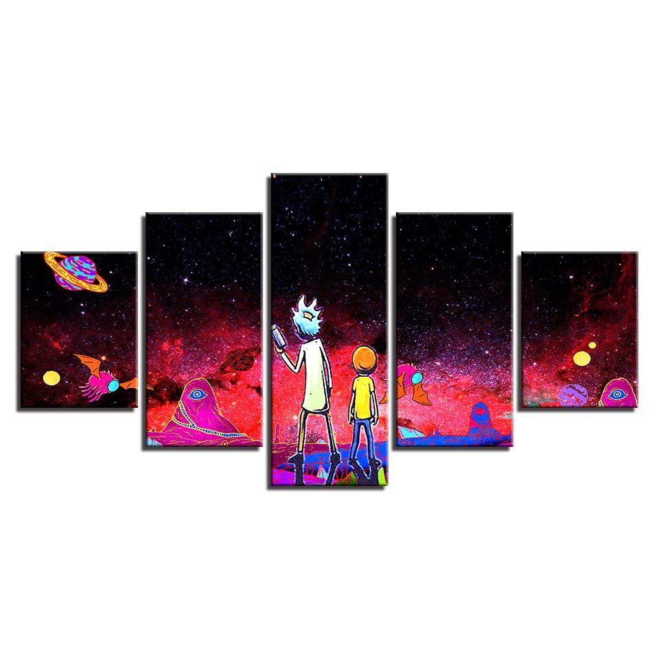 

5 шт., абстрактные мультфильмы, космические путешествия, аниме, постеры, модульный холст, HD принты, картины, настенные художественные фотографии, домашний декор, без рамки 20x35cm*2 20x45cm*2 20x55cm*1 No Frame