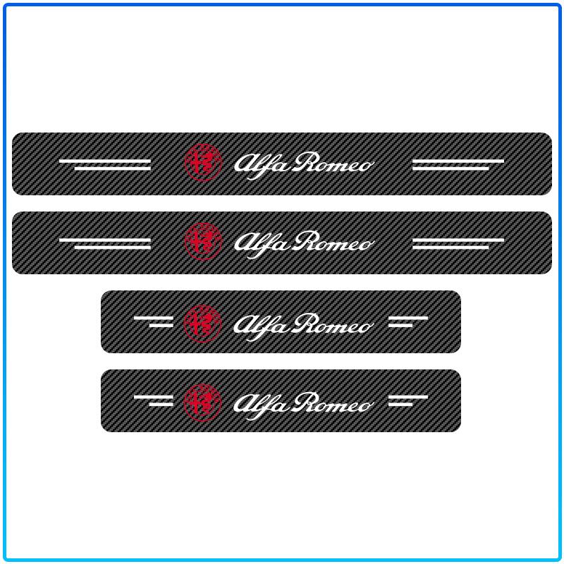 For Alfa Romeo 147 159 Giulietta Giulia Mito Spider Alpha Nheadrest 4Pcs Carbon Fiber Car Door Sill Protection Sticker Anti-scratch Refit