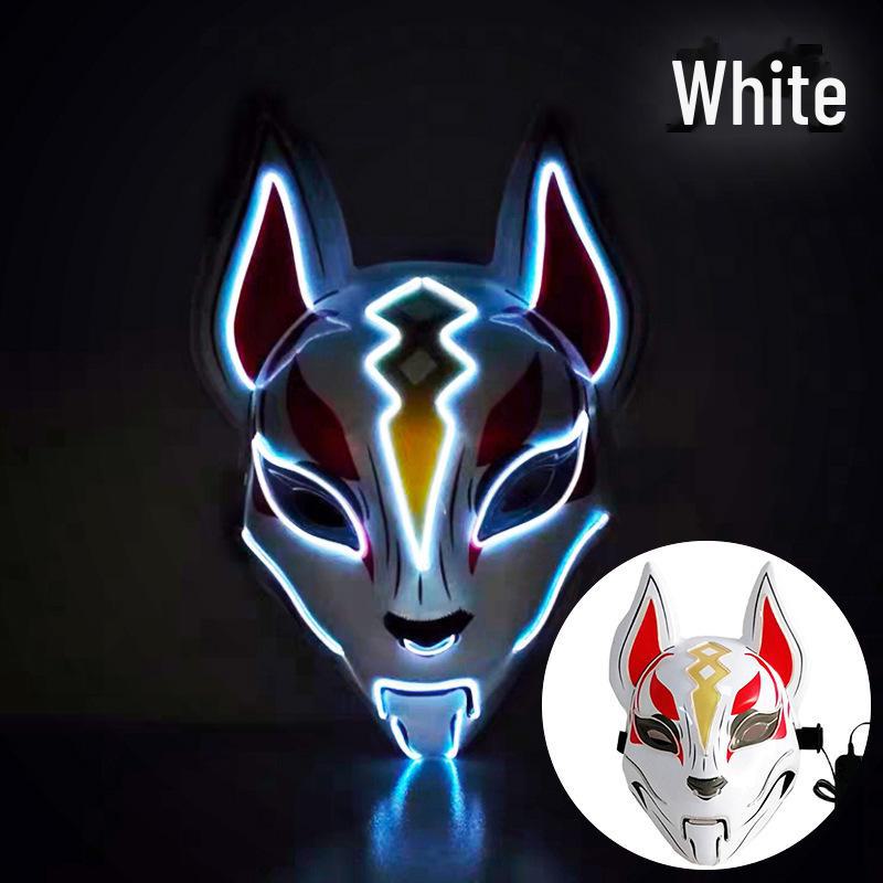 LED Glowing Fox Mask - Luminous Anime Cosplay Cat Face for Halloween