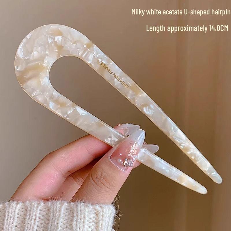 U-Shaped Fixed Hairpin with High-End Alloy Comb for Women's Updos - Ancient Style Four-Tooth Insert