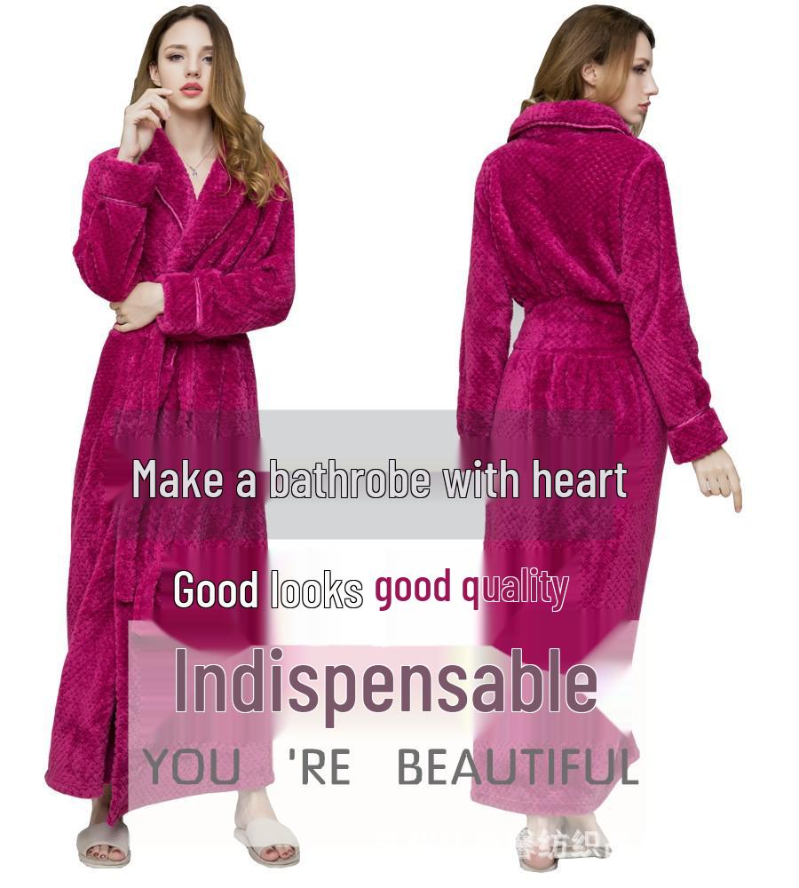 Women's and Men's Thick Flannel Morning Robe for Autumn/Winter Home Wear