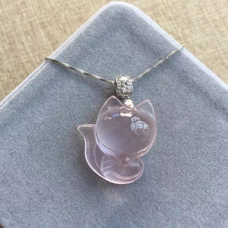 

Pink Crystal Fox Pendant Necklace for Women, Pink Crystal Fox Fairy Sweater Chain, Fresh and Sweet Necklace Pink Fox Pendant