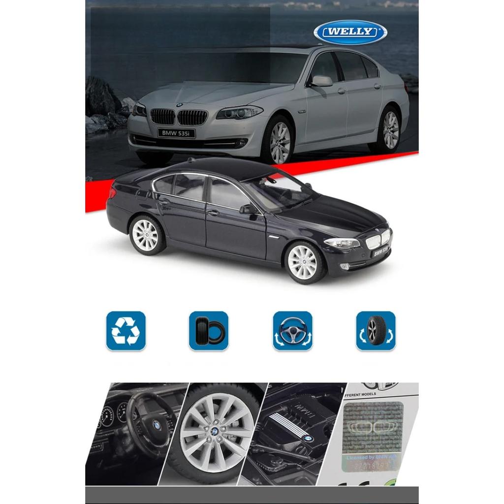 Welly 1/24 BMW 5 Series 535i 535 Alloy Car Model Diecasts Metal Vehicles Car Model High Simulation Collection Childrens Toy Gift