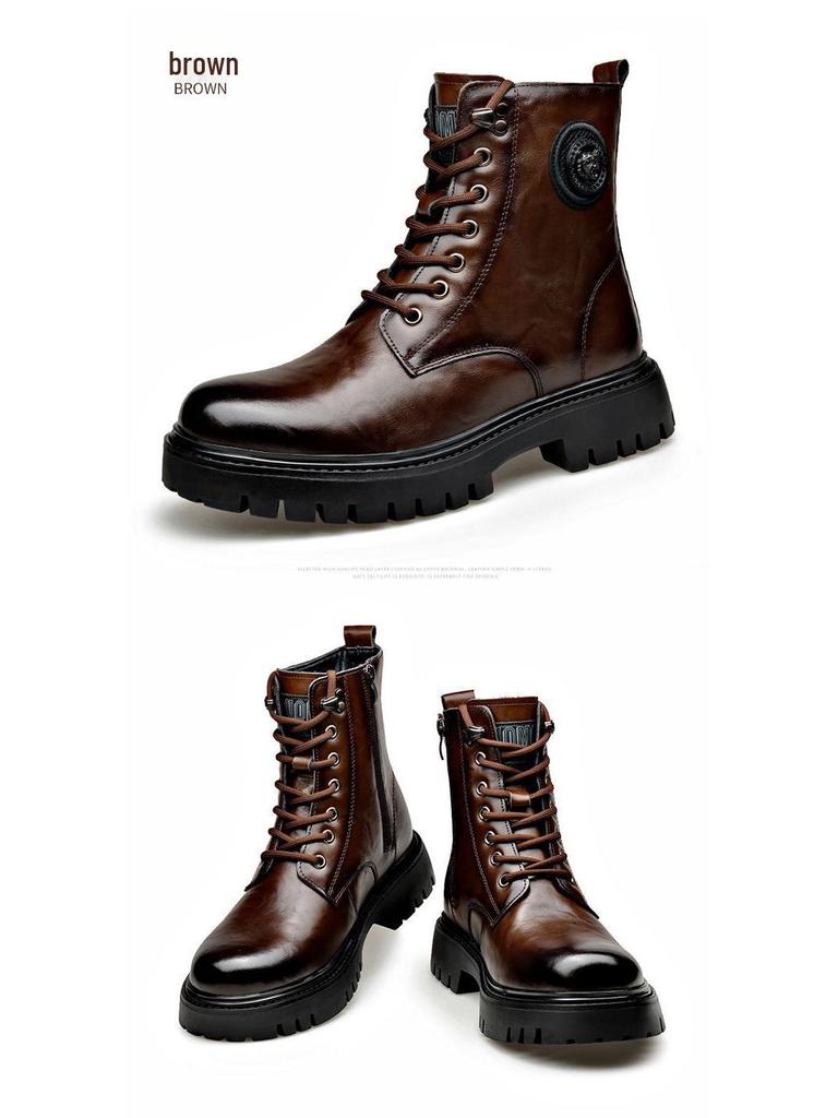 Herren Echtleder Martin Stiefel - Herbst/Winter 2025, Britischer Stil, Wollfutter, Einteiliges Rindsleder