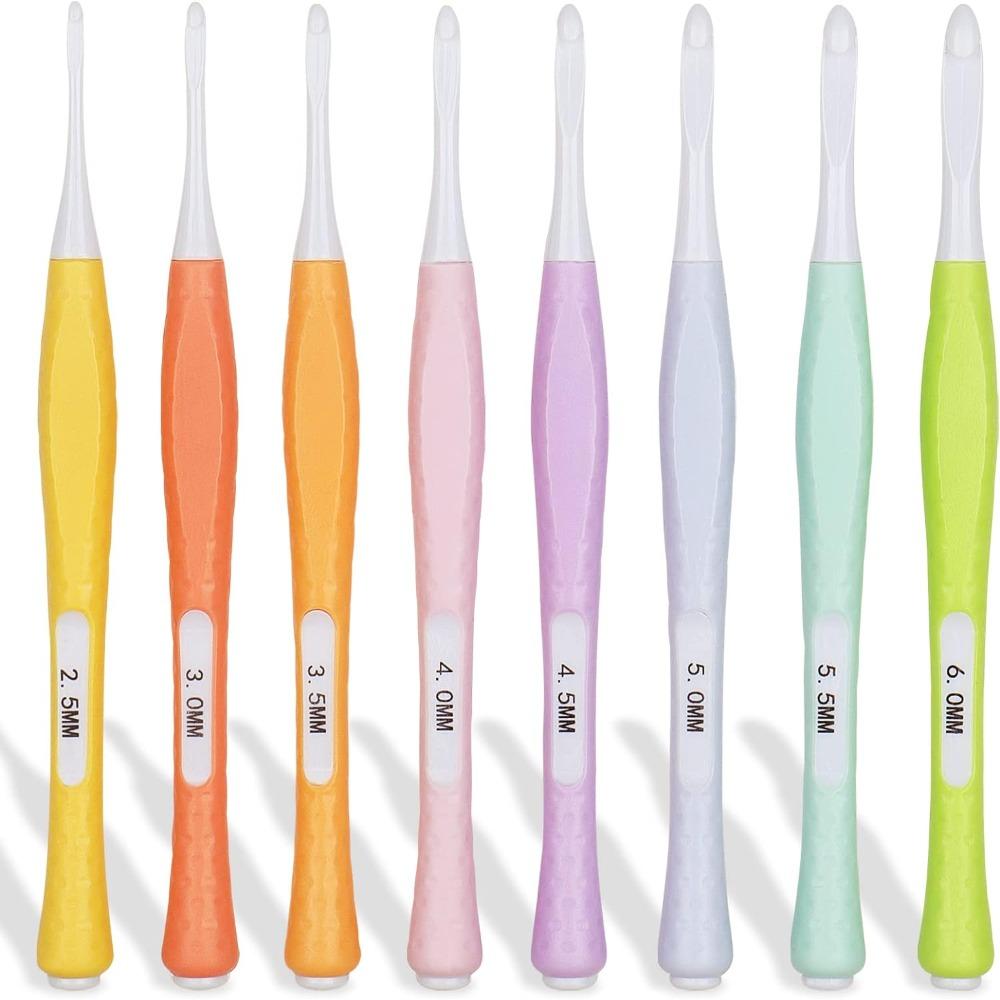 8Pcs Silicone Crochet Hooks Set 8 colors Soft Grip Crochet Hooks  Making Sweater